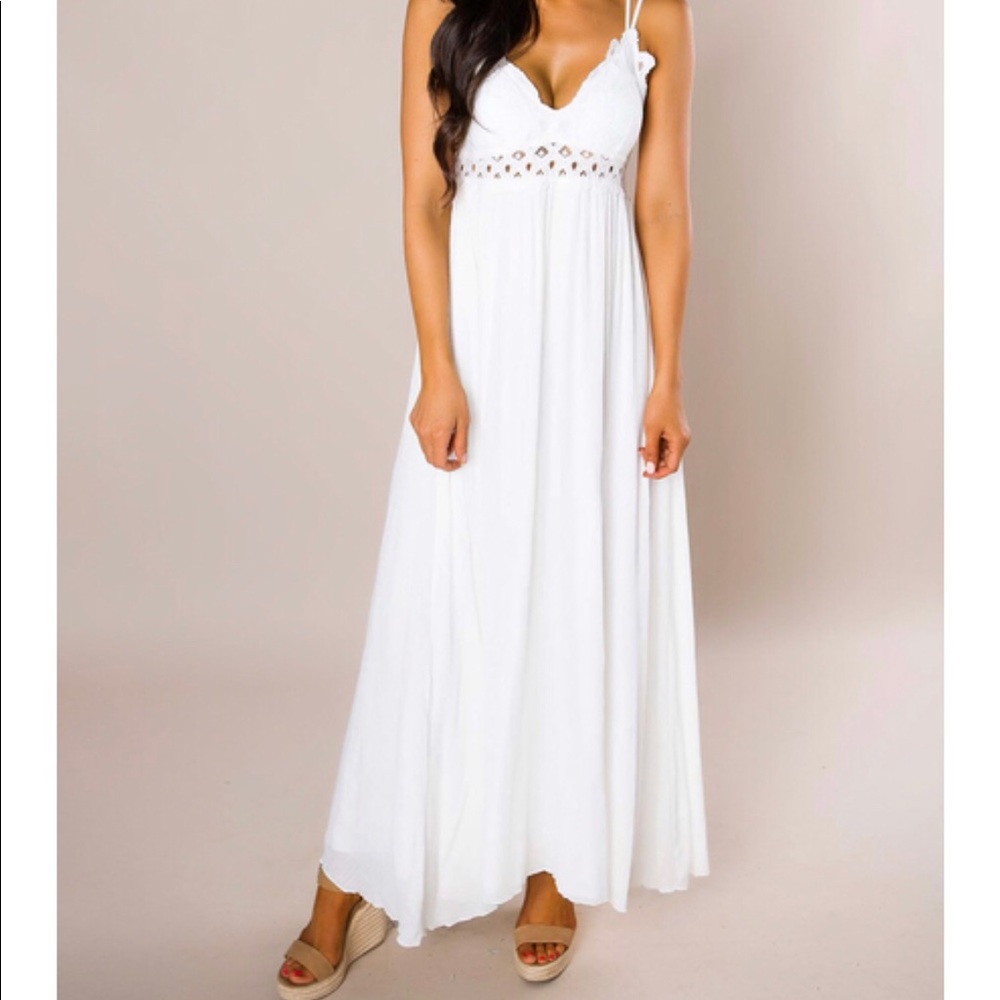 Ivory Crochet Top - Maxi Dress